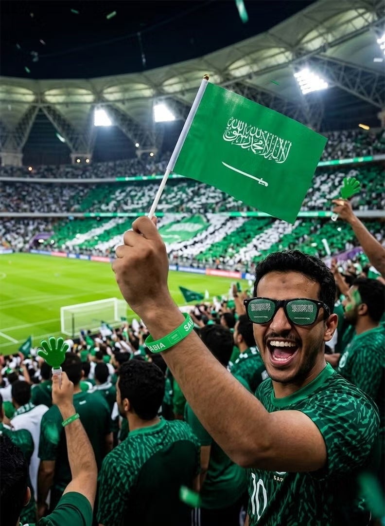 2026 World Cup Football Fan Decoration Set - Saudi Arabia National Football Team World Cup Fan Supplies, Wristband, Scarf, Glasses, Hand Flag, Hand Clapper Set, Fan Decoration Kit For Match Day Cheering Support Props Decorations, For Both Men and Women - Image 5