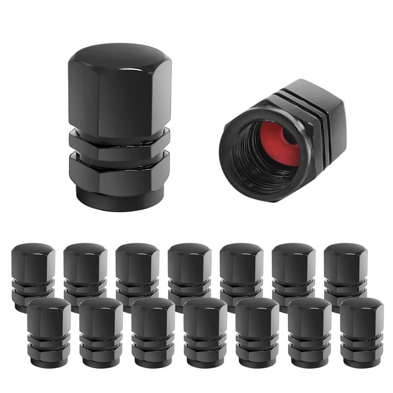 16 PCS Universal Tire Valve Stem Caps Waterproof Airtight for Cars Bicycles Motorcycles Trucks Black