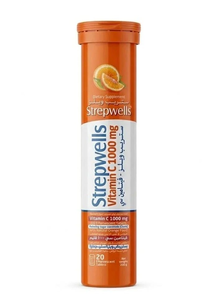 Strepwells - Vitamin C 1000 mg Effervescent Tablets - Orange - 20 Pcs - Image 1