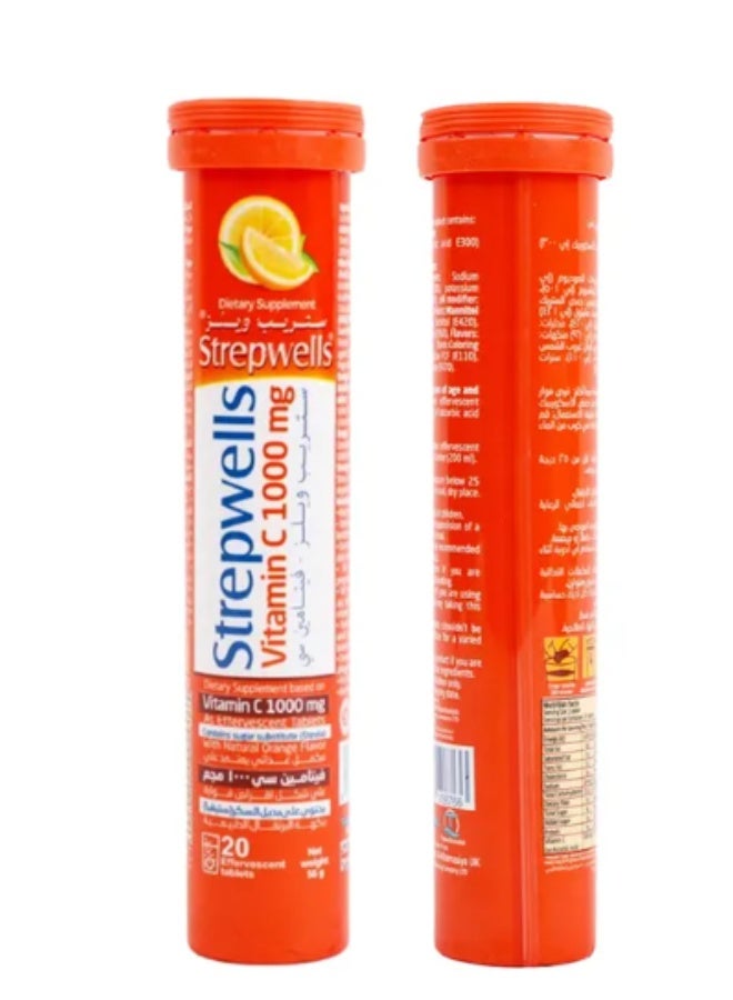 Strepwells - Vitamin C 1000 mg Effervescent Tablets - Orange - 20 Pcs - Image 2