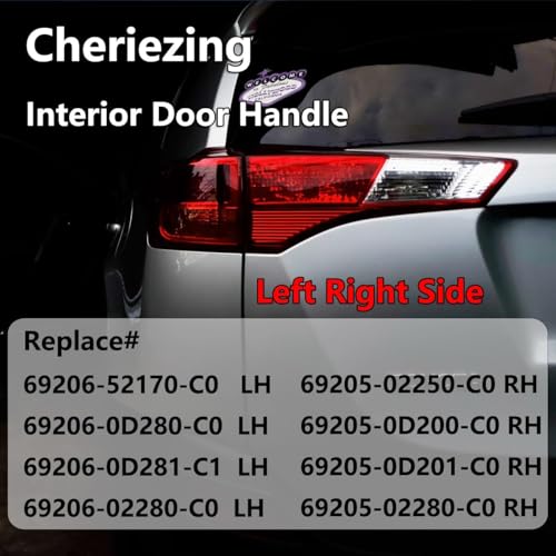 Cheriezing Inside Interior Door Handle Compatible with 2014-2019 Corolla, 2012-2018 Prius C, Yaris - Black House Chrome Lever Black Button Left & Right Side Set of 2 - Image 4