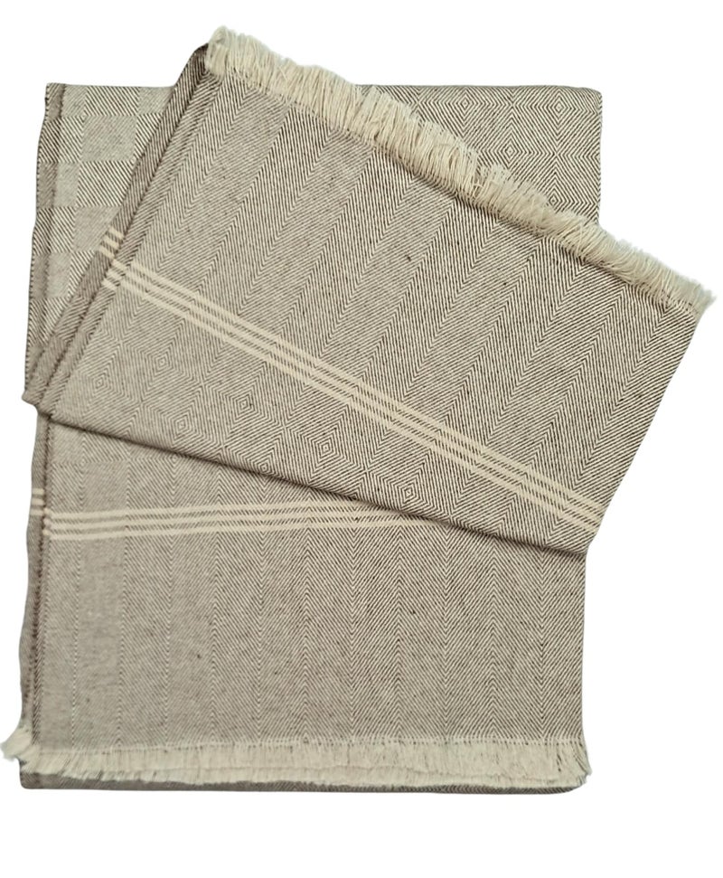 Arvore Bunkaar Plain Pure Handloom Khes - 100% Desi Thick and Heavy Cotton Khes/Summer Blanket/Chadar/Yoga Blanket (Wavy Dark Brown)-100 TC - Image 3