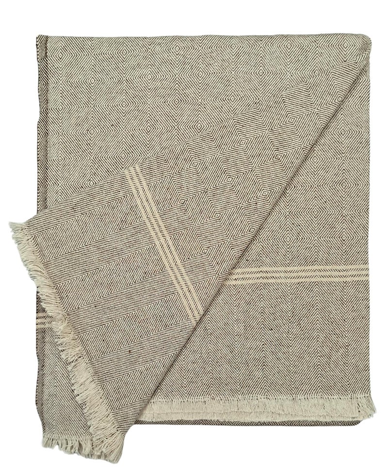 Arvore Bunkaar Plain Pure Handloom Khes - 100% Desi Thick and Heavy Cotton Khes/Summer Blanket/Chadar/Yoga Blanket (Wavy Dark Brown)-100 TC - Image 1