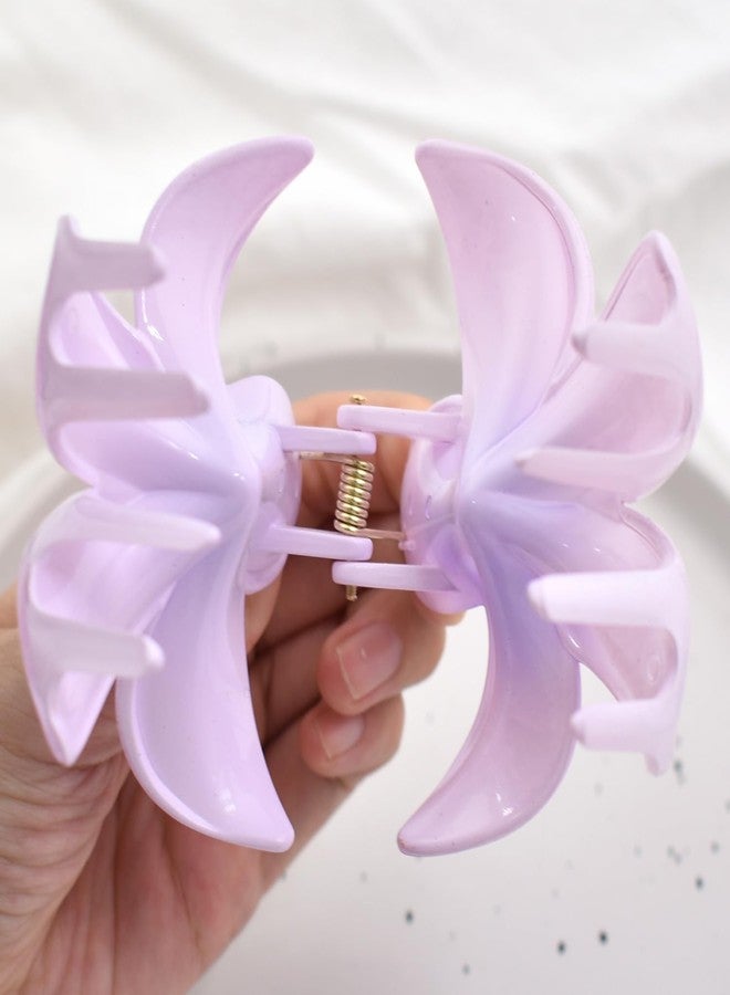 Ynxee 3.2" x 3" Plumeria Shape Hair Claw Clip Vivid Floral Non-Slip Hair Accessories for Thin Hair Women Girls, Lavender Purple - Image 5