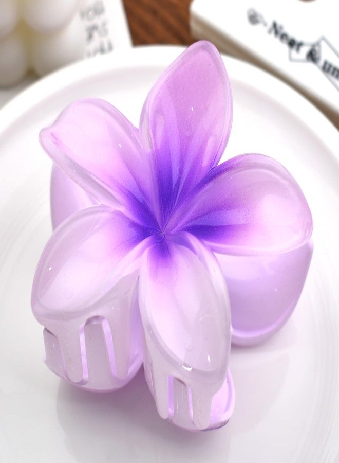 Ynxee 3.2" x 3" Plumeria Shape Hair Claw Clip Vivid Floral Non-Slip Hair Accessories for Thin Hair Women Girls, Lavender Purple - Image 2