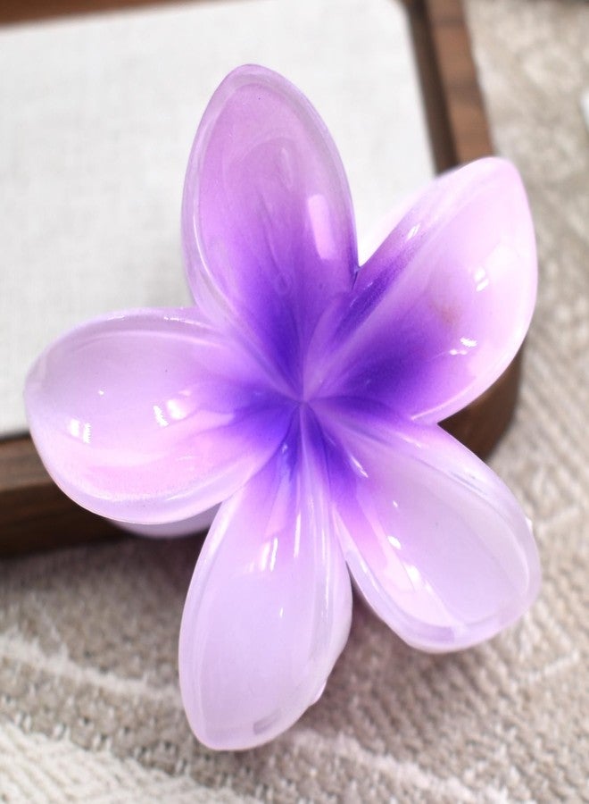 Ynxee 3.2" x 3" Plumeria Shape Hair Claw Clip Vivid Floral Non-Slip Hair Accessories for Thin Hair Women Girls, Lavender Purple - Image 1