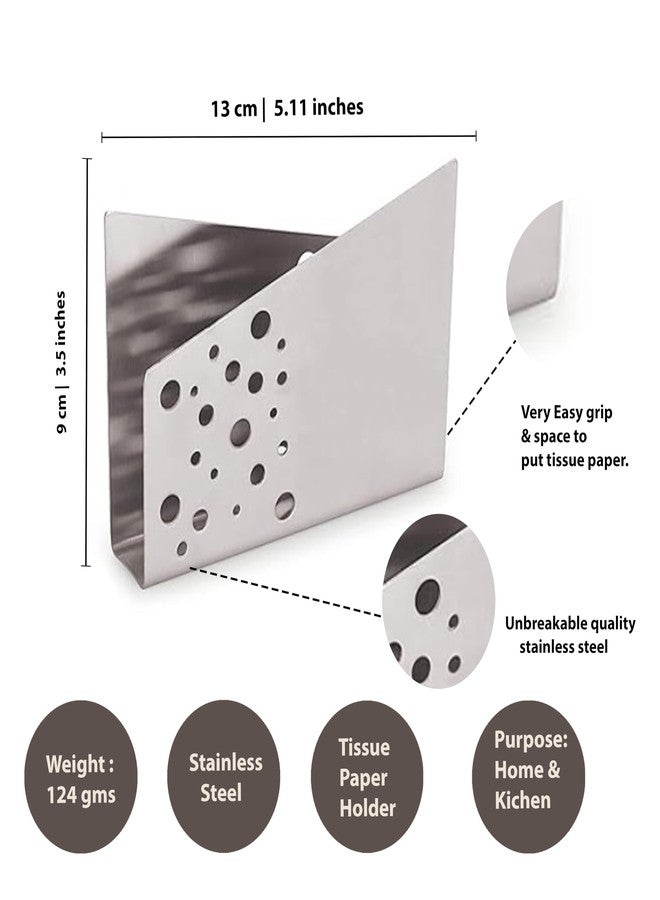 Djuize Stainless Steel Tissue Holder Stand for Table | Bar Decor Napkin Holder | Metal Tissue Paper Stand for Dining Table, Kitchen, Restaurant & Office | Durable Rust-Resistant Napkin Holder - Image 3