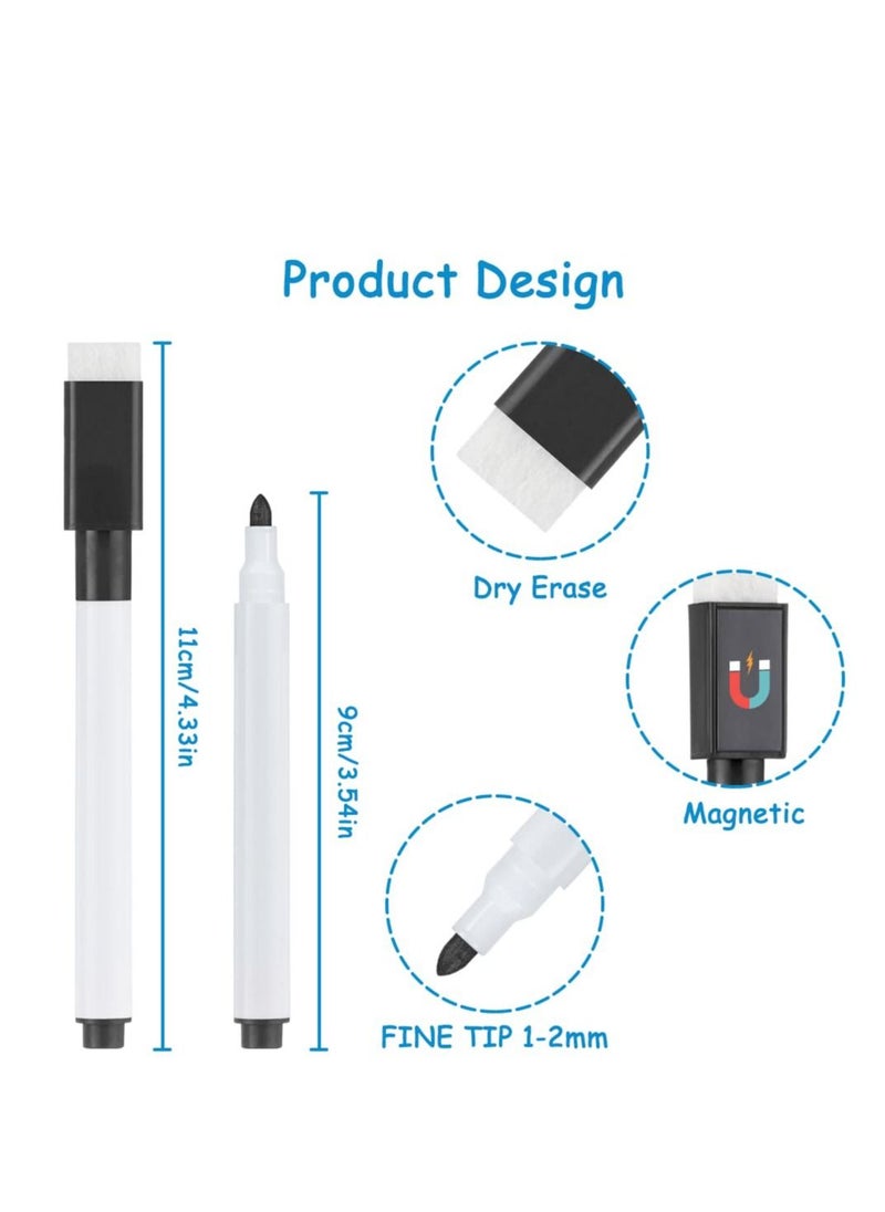 SYOSI - Whiteboard Markers - 20pcs Magnetic Dry Erase Pens with Eraser Cap - Fine Tip Whiteboard Pens for Kids - Convenient & Quick to Use - Ideal for School & Office (Black) - Image 1