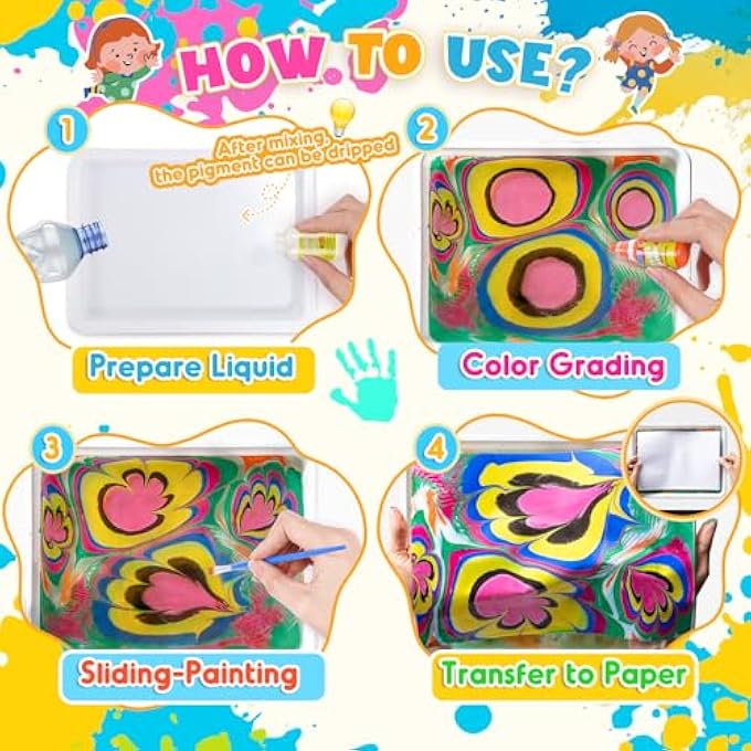 CRAFT KIT MARBLING PAINT FOR CHILDREN (STYLE 2) - Image 5