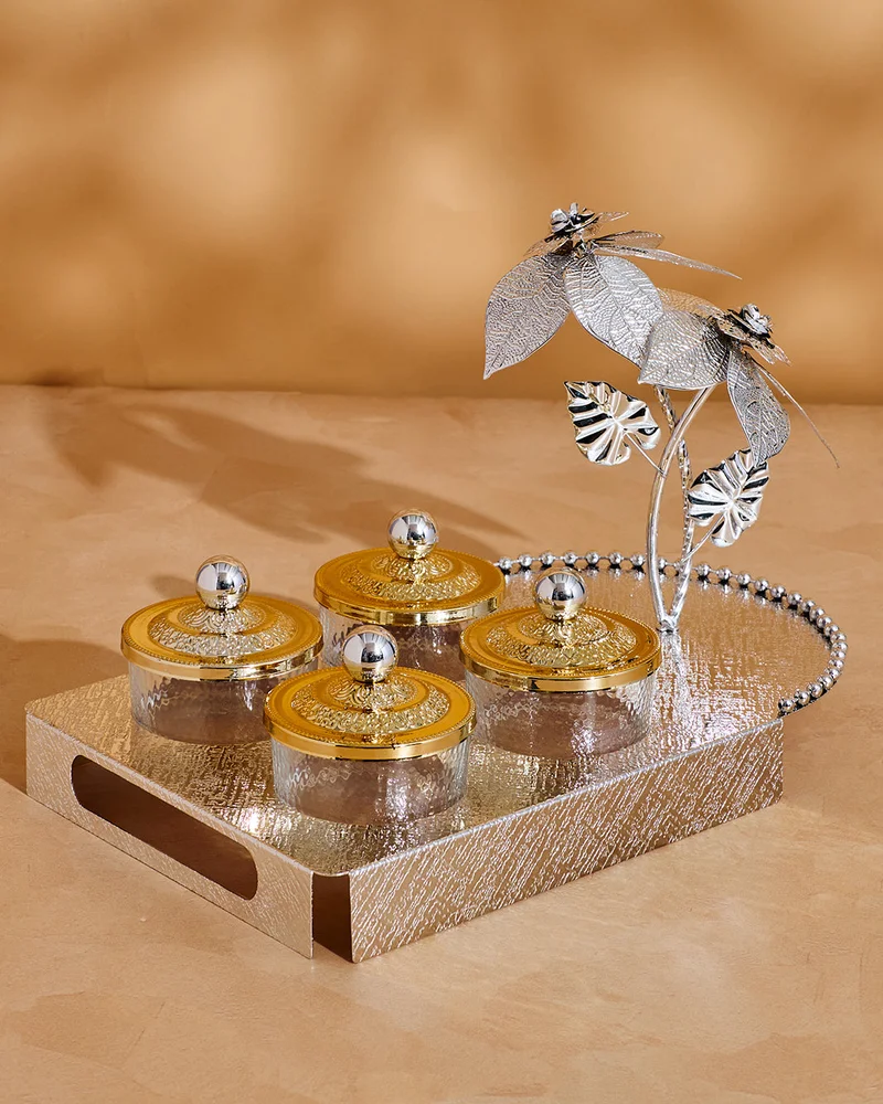 REDTAG Gold Serving Tray With Bowl Set 5 Piece