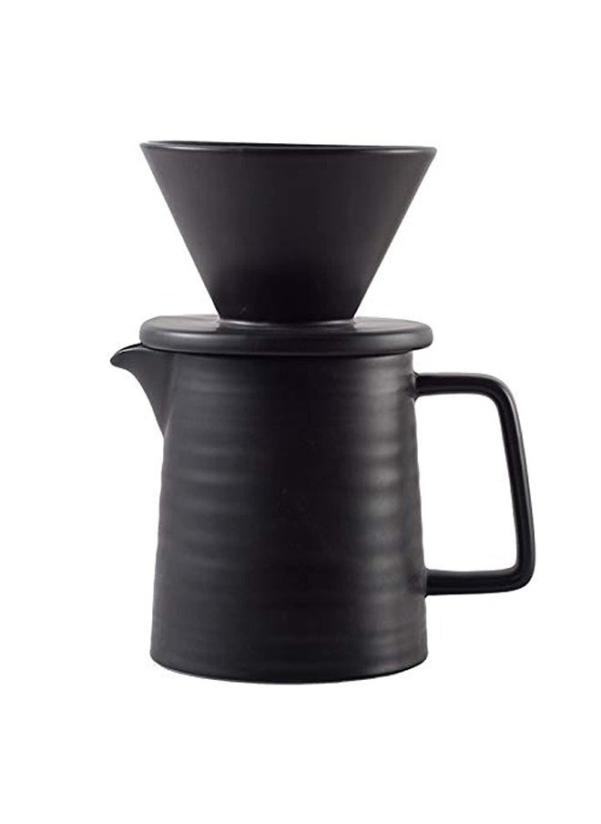 Arabest Pour Over Coffee Maker Set,Premium Black Ceramic V60 Dripper & Decanter,1-2 Cup Home Filter Coffee Maker (Black)  - Image 1