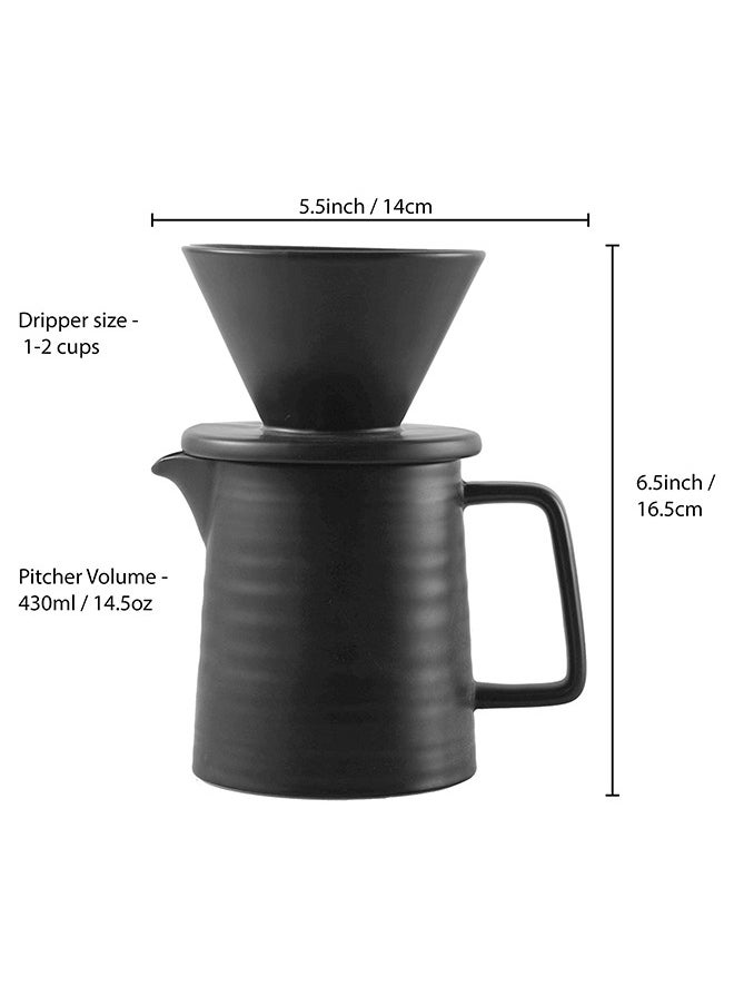 Arabest Pour Over Coffee Maker Set,Premium Black Ceramic V60 Dripper & Decanter,1-2 Cup Home Filter Coffee Maker (Black)  - Image 3