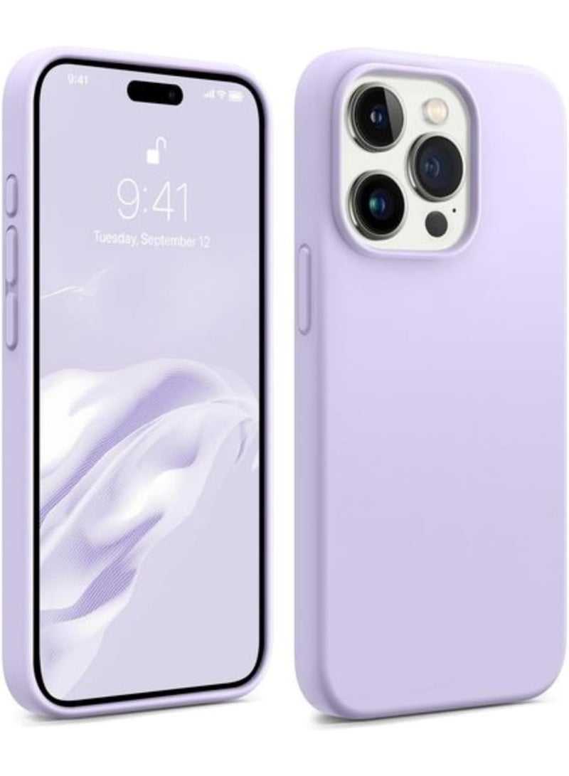 AKSESORY iPhone 14 Pro Max Case 6.7 Inch, Premium Silicone Phone Case, Slim Fit Shockproof Protective Back Cover, Soft Touch, Anti Scratch, Durable Lightweight Mobile Case (Light Purple) - Image 1
