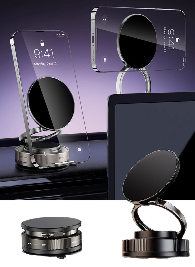 360° Rotatable Magnetic Phone Holder with 3-Axis Adjustable Height & Angle – Powerful Vacuum Suction for Windshield, Dashboard, Desk, Tile Wall, Bathroom Glass – Easy Installation, Durable & Multi-Scenario Use  - Image 1
