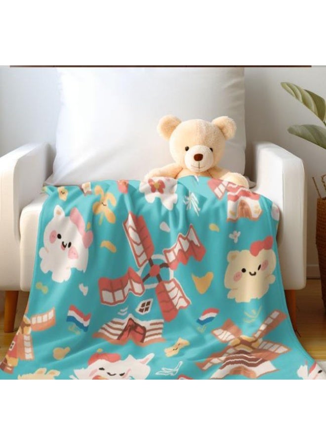 عام بطانية رقيقة من الفانيلا الكرتونية للأطفال والرضع (دافئة ومريحة، ومناسبة للنوم والألعاب) 70 سم * 100 سم - Image 3