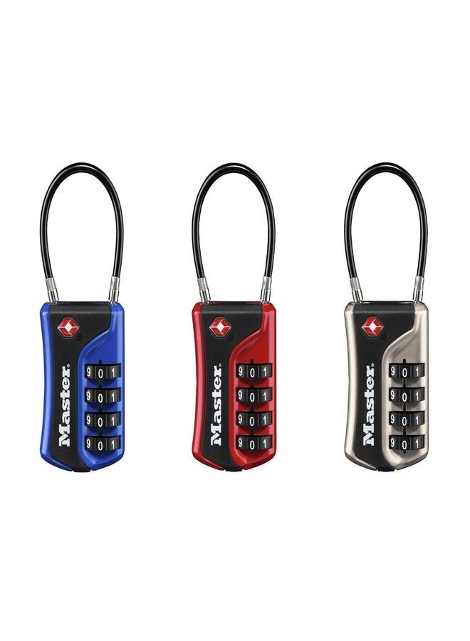 Master Lock Set Your Own Combination TSA Approved Luggage Lock, Colors May Vary; 3 pk; 4697EC3 - Image 1