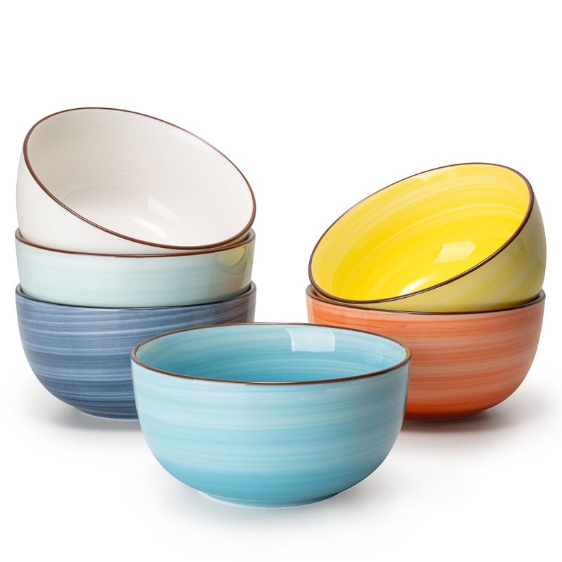Sweese 10 Oz Ceramic Ice Cream Bowls, Set of 6 - Multicolor Dessert, Cereal, Soup Bowls, Dishwasher Microwave Safe - Image 1