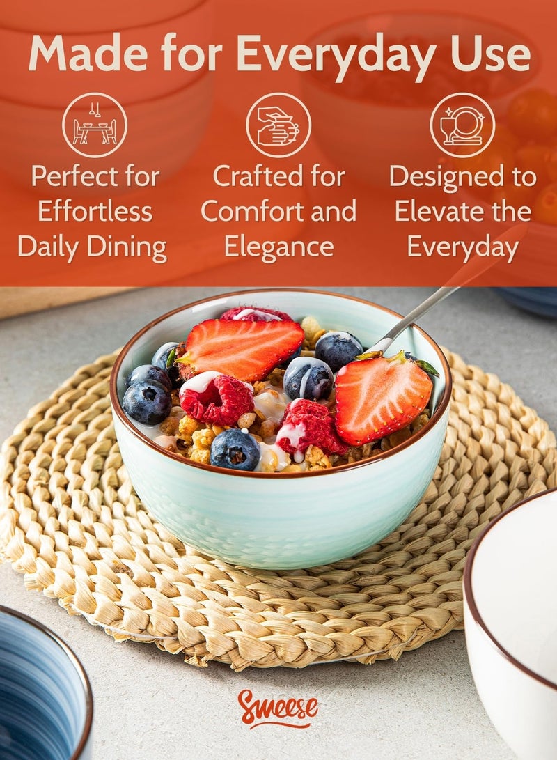 Sweese 10 Oz Ceramic Ice Cream Bowls, Set of 6 - Multicolor Dessert, Cereal, Soup Bowls, Dishwasher Microwave Safe - Image 4