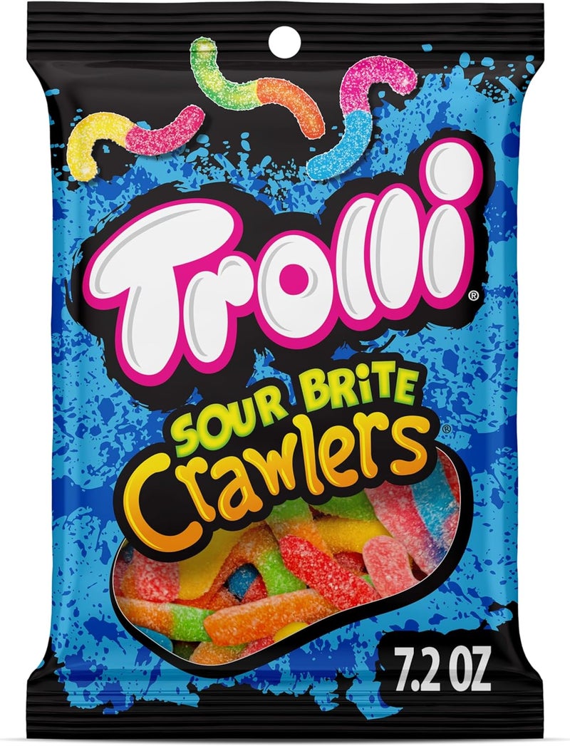 TROLLI دودة جيلاتين ترولي الحامضة الملونة - 7.2 أونصة - Image 1