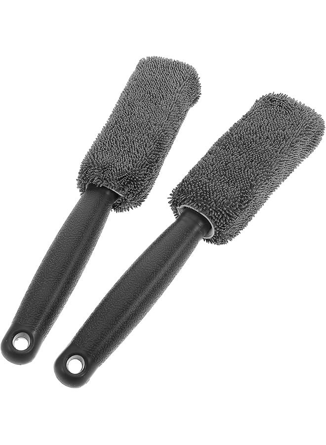 KASTWAVE 2 Pcs Tire Brush Cleaning Brush, Rim Cleaner Auto Bristle Car Detailing Brushes, Scrub For Tires Wash Wheel Exterior Motorcycle Rims Braided Cloth - Image 1