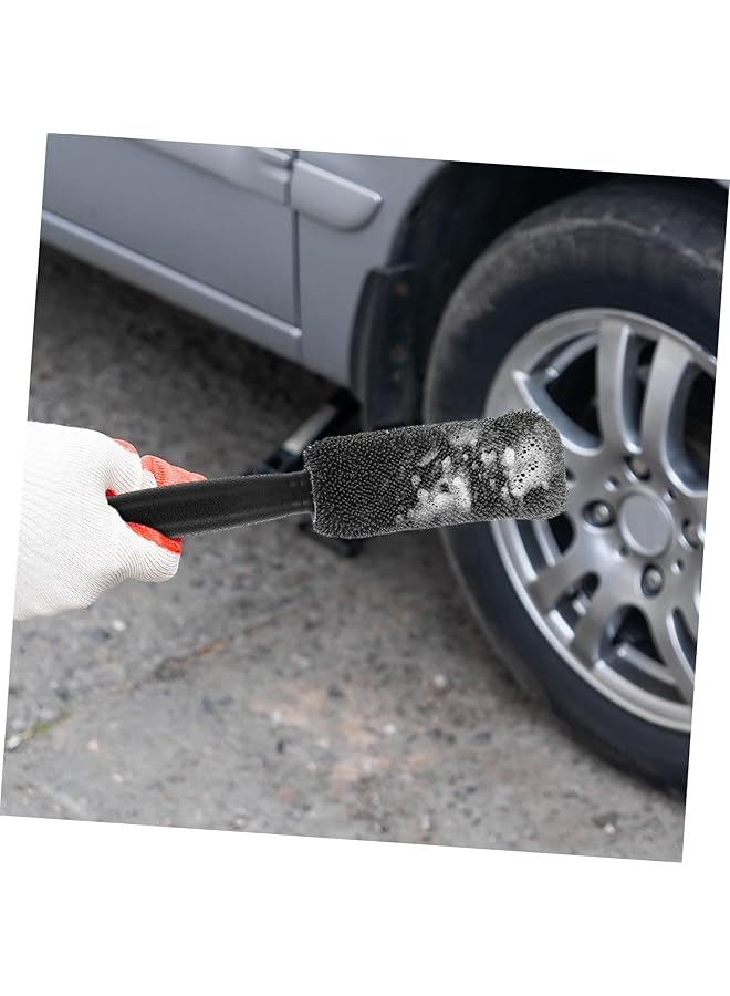 KASTWAVE 2 Pcs Tire Brush Cleaning Brush, Rim Cleaner Auto Bristle Car Detailing Brushes, Scrub For Tires Wash Wheel Exterior Motorcycle Rims Braided Cloth - Image 4