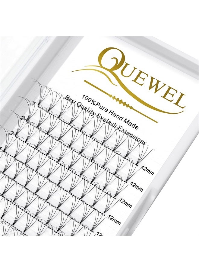 QUEWEL Volume Lash Extensions 4D 0.07mm C Curl 12mm Short Stem Premade Fans Soft|Optinal 3D|4D|5D|6D|7D|8D 0.07/0.10mm C/D 8-20mm Mix-9-16mm 12-15mm 8-15mm|(4D 0.07C 12mm) - Image 1