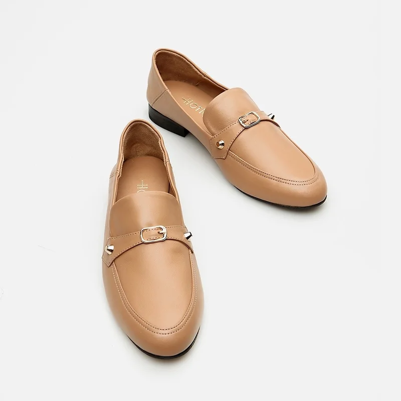 Hotiç 01AYH284090A330 GENUINE Leather Natural Women's Loafer