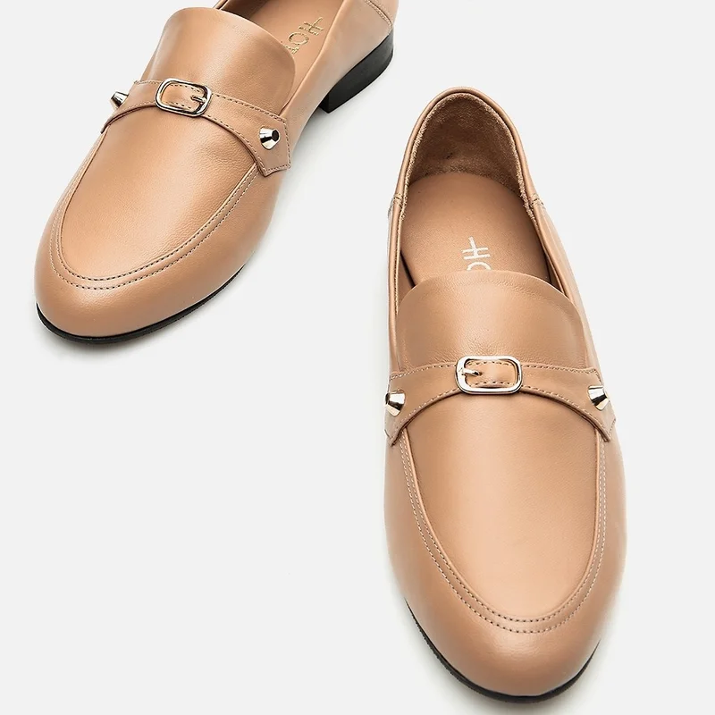 Hotiç 01AYH284090A330 GENUINE Leather Natural Women's Loafer