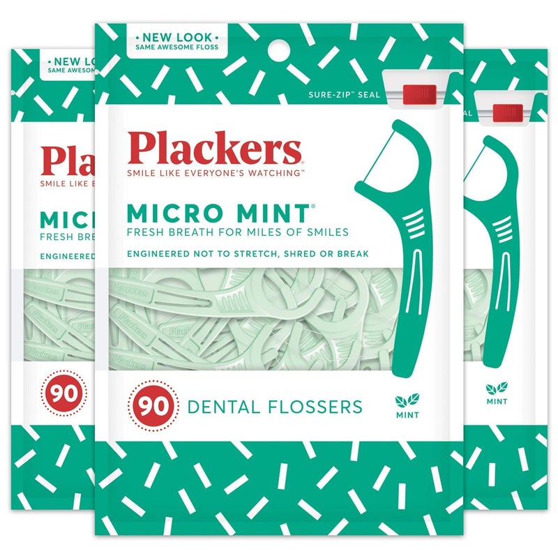 Plackers Micro Mint Freshens Breath, Dental Flossers Mint, 270 Count - Image 1