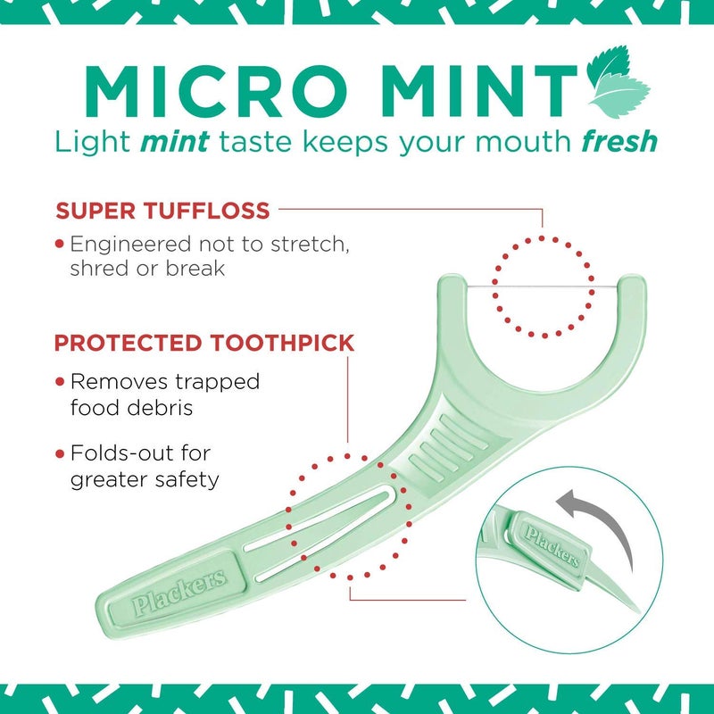 Plackers Micro Mint Freshens Breath, Dental Flossers Mint, 270 Count - Image 2