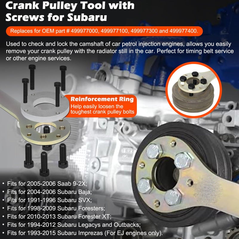 Bonbo Crank Pulley Wrench Holder Tool with Screws & Engine Cam Gear Lock/Camlock Tool Kit & Intake/Exhaust Cam Sprocket Wrench Tool Fits for Subaru STD - Image 3