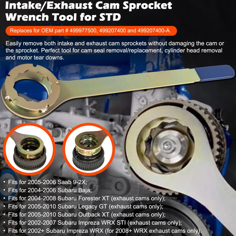 Bonbo Crank Pulley Wrench Holder Tool with Screws & Engine Cam Gear Lock/Camlock Tool Kit & Intake/Exhaust Cam Sprocket Wrench Tool Fits for Subaru STD - Image 2