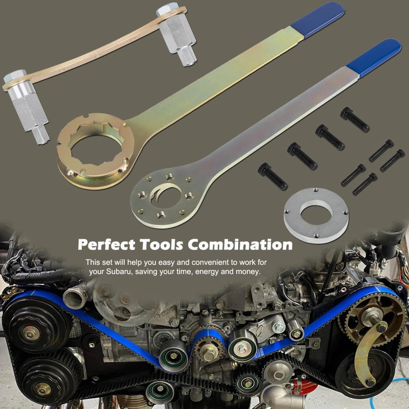 Bonbo Crank Pulley Wrench Holder Tool with Screws & Engine Cam Gear Lock/Camlock Tool Kit & Intake/Exhaust Cam Sprocket Wrench Tool Fits for Subaru STD - Image 5