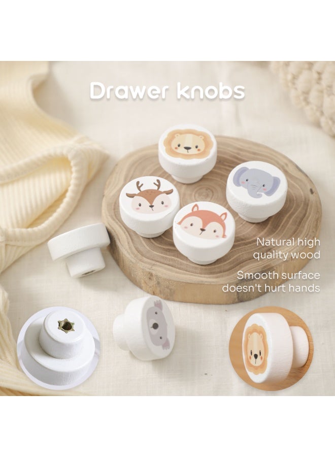 She&Little 6 Pack Animal Wooden Drawer Knobs, Drawer Handle, Knob, Cute Cartoon Design, Natural Solid Wood Smooth and Eco Friendly, Suitable for Kids Bedroom Wardrobe, Drawers, Bookshelf, Nightstand, Cabinet and Storage Furniture - Image 2