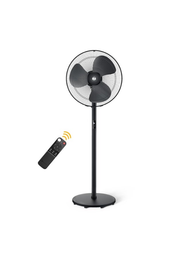 atomberg Renesa 400mm Pedestal Fan | 5-star rated | Ideal for Home & Office | Silent BLDC Stand Fan | 6 Speeds | 35W | Remote with Oscillation, Timer, Sleep | 2 Years Warranty (Midnight Black) - Image 1