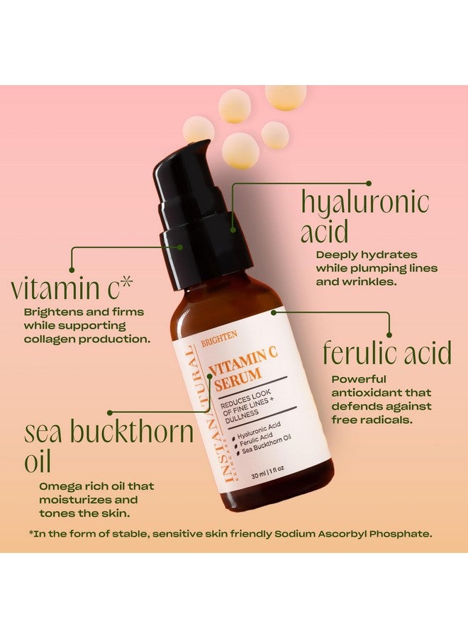 Instanatural Vitamin C Face Serum, Brightens, Hydrates And Reduces Signs Of Aging, With Vitamin C, Hyaluronic And Ferulic Acid, 1 Fl Oz - Image 3
