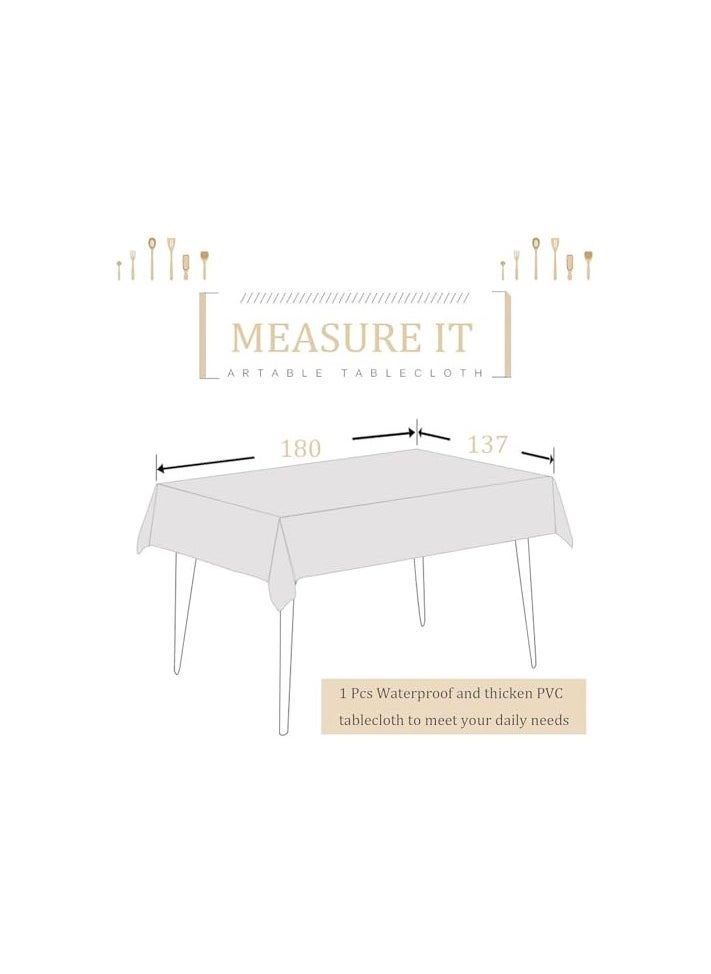 Cuken Table Mat, Table Cloth with Plaid Tablecloth Waterproof Oilproof Kitchen Dining Table Cover Rectangle Home Decor(137cmx180cm)  - Image 2