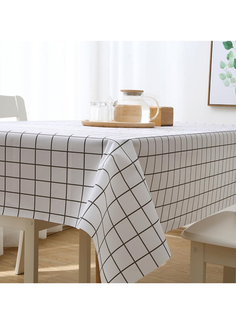 Cuken Table Mat, Table Cloth with Plaid Tablecloth Waterproof Oilproof Kitchen Dining Table Cover Rectangle Home Decor(137cmx180cm)  - Image 4