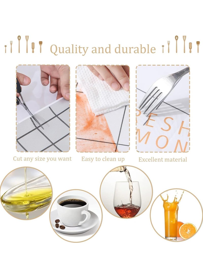Cuken Table Mat, Table Cloth with Plaid Tablecloth Waterproof Oilproof Kitchen Dining Table Cover Rectangle Home Decor(137cmx180cm)  - Image 5