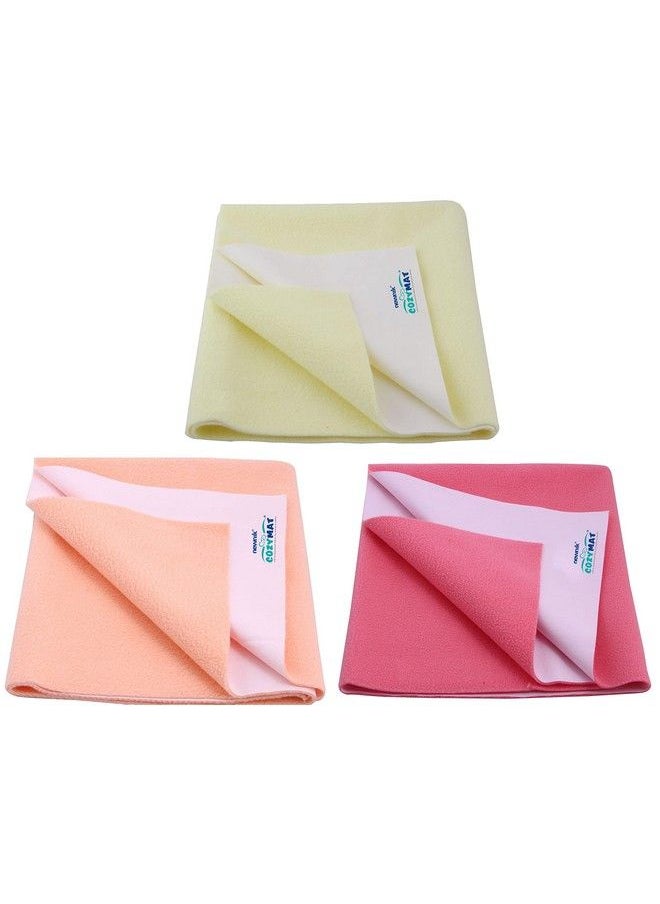 Newnik - Baby Dry Sheets For Baby Rubber Sheet For Baby Baby Mat Waterproof Baby Bed Protector Waterproof Combo Pack (Large Yellowpeachsalmonrose) - Image 1