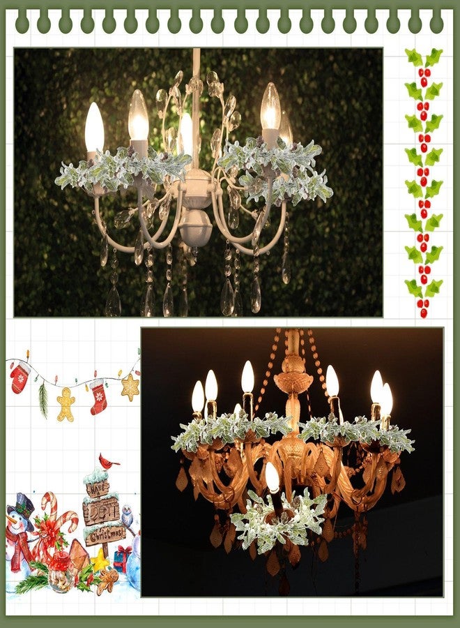 Geosar 6 Pieces Christmas Pillar Candle Rings Frosted Mistletoe Wreaths with Pearl Accents Artificial Wreath Holiday Candle Rings for Holiday Parties and Home Decor - Image 5