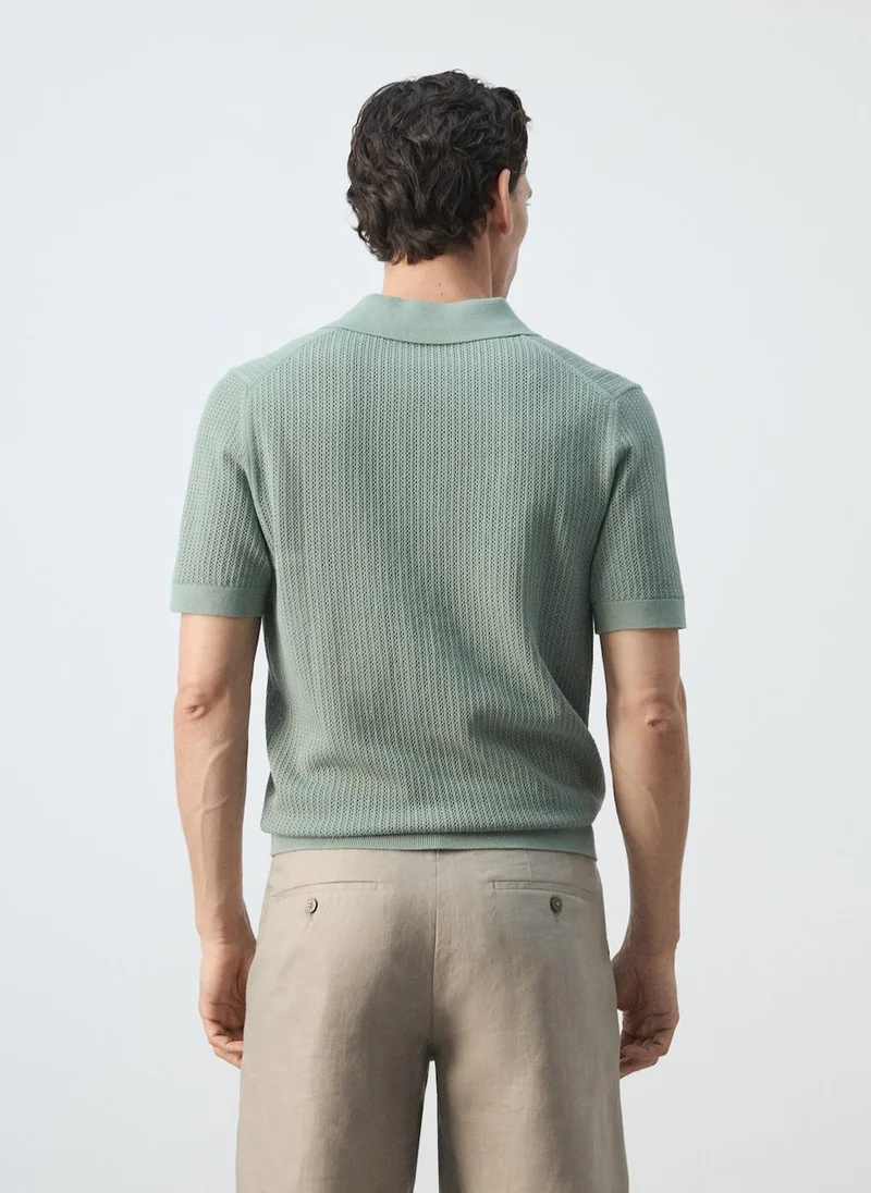 مانجو مان Open-Knit 100% Cotton Polo