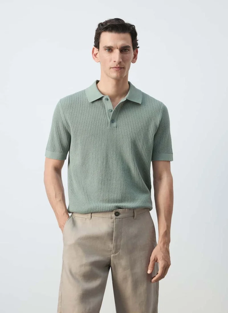 مانجو مان Open-Knit 100% Cotton Polo