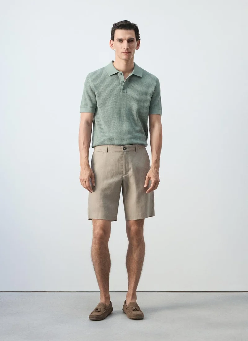 Mango Man 44-ESMERALDA Open-Knit 100% Cotton Polo for Men | Best Price UAE