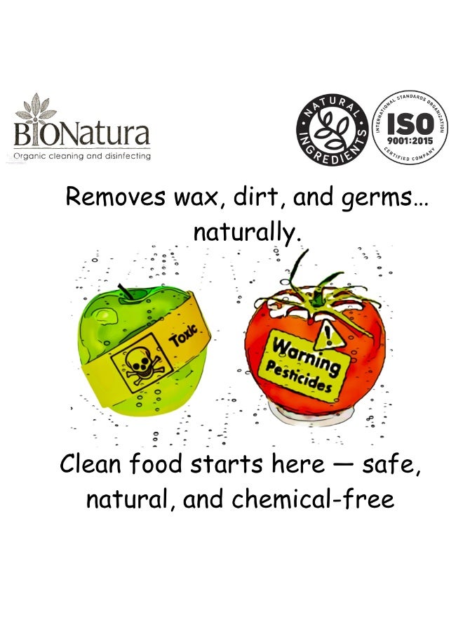 BioNatura TR33 Fruits & Vegetables Wash 750ml – Natural Coconut & Olive Oil Formula | Removes Pesticides, Waxes & Dirt | Non-Toxic, Family Safe, Organic Food Cleaner - Image 2