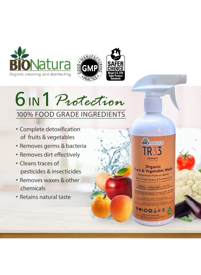 BioNatura TR33 Fruits & Vegetables Wash 750ml – Natural Coconut & Olive Oil Formula | Removes Pesticides, Waxes & Dirt | Non-Toxic, Family Safe, Organic Food Cleaner - Image 4