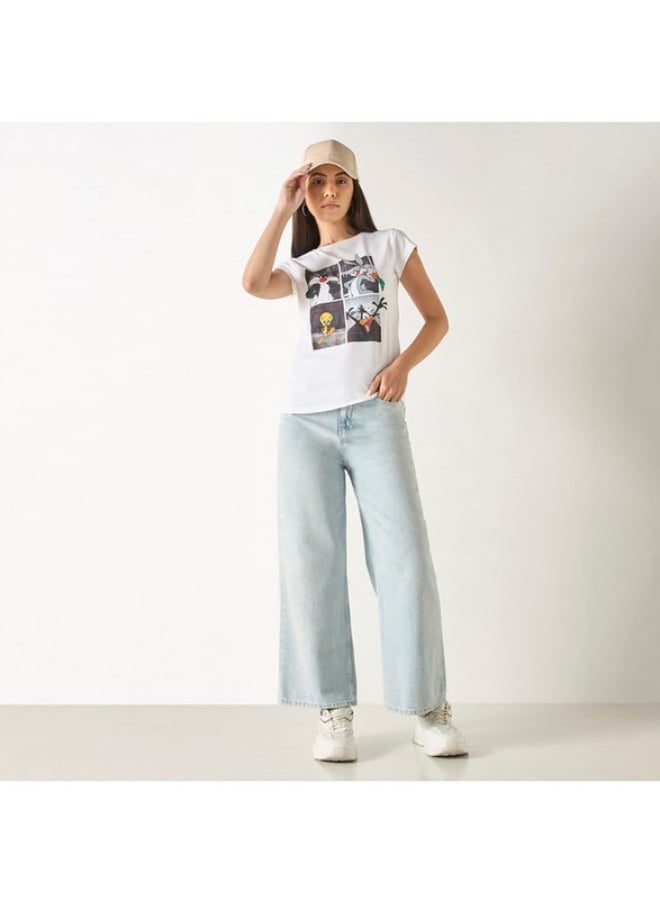 SP Characters - Looney Tunes Print T-shirt with Crew Neck and Short Sleeves - Image 1