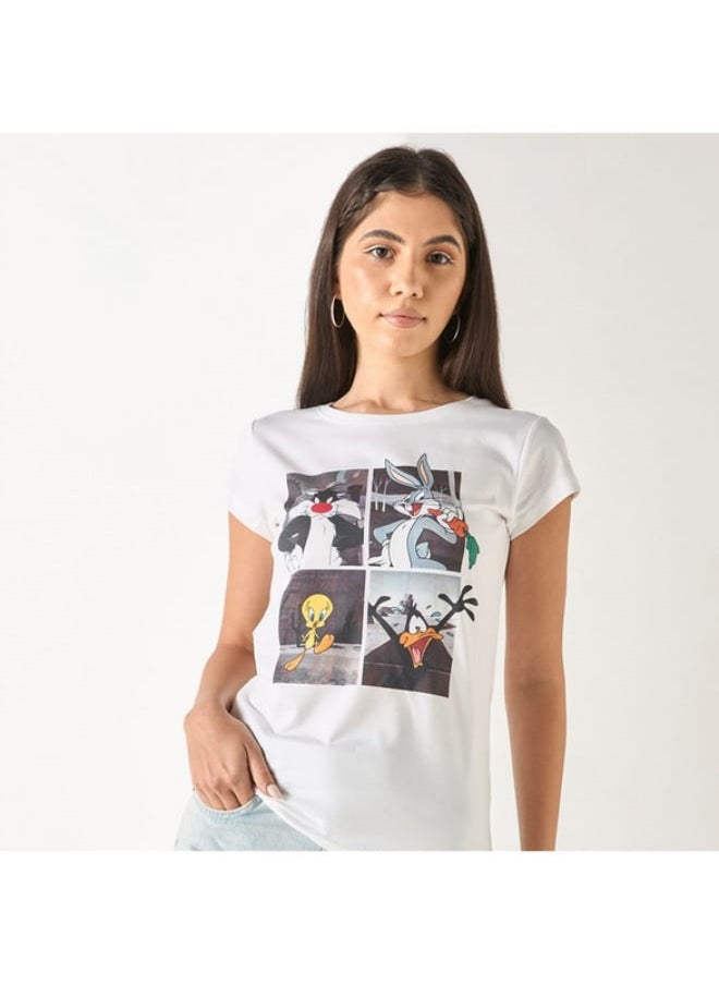 SP Characters - Looney Tunes Print T-shirt with Crew Neck and Short Sleeves - Image 1