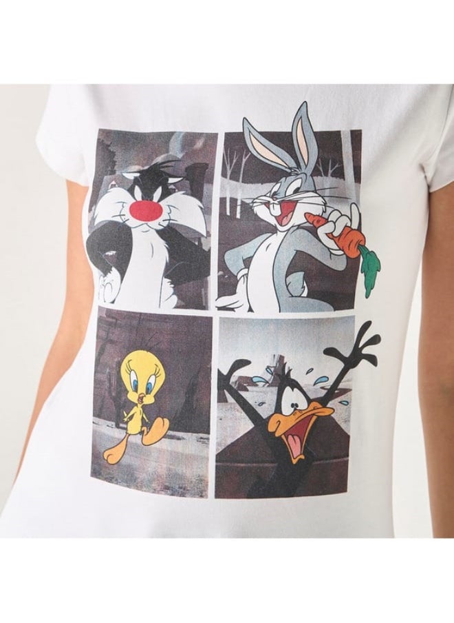 SP Characters - Looney Tunes Print T-shirt with Crew Neck and Short Sleeves - Image 1