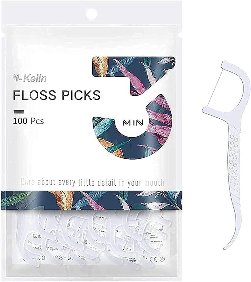Y-Kelin Dental Floss-100 Pcs Dental Floss Toothpick,Teeth Stick,Tooth Picks,Floss Picks,Teeth Cleaning (100 Picks) - Image 1